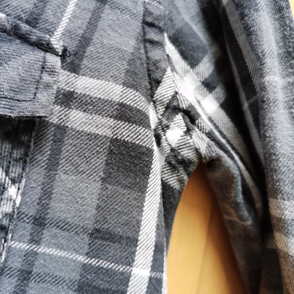 Zara Man AC/DC Black Ice Grey Plaid Shirt - Picture 7 of 10